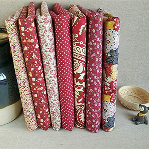 Egurs Baumwollstoff 7stück/Set Neueste Stoffpakete DIY Nähen Handwerk Quilting Patchwork Stoffe Gemischte Designs Rote 1# Serie 25 * 25cm