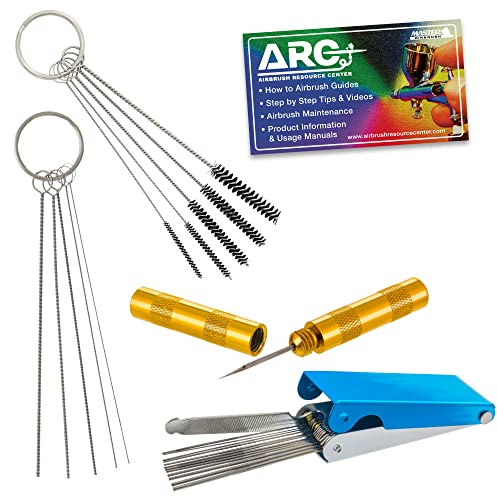 TCP Global Carburetor, Airbrush, Spray Gun 25 Piece Needle and Brush Cleaning Tool Set Kit - 18 Wire Needles, 5 Brushes, 1 Sharp Pick - Carb Cabon Jet Cleaner, Remove Nozzle Paint, Dirt, Tattoo Tube
