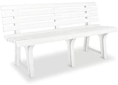 Tomaino - Panchina Da Esterno E Interno, Panchina Da Giardino In Plastica, Comoda E Resistente - 3 Posti (Bianco)