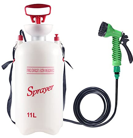 CLICIC Pressure Sprayer with 7 Spray Modes, Camping Shower with Removable Hose and Shower Head for Camping Outdoor Traveling Hiking and Pet Bath (2.9 Gallon)