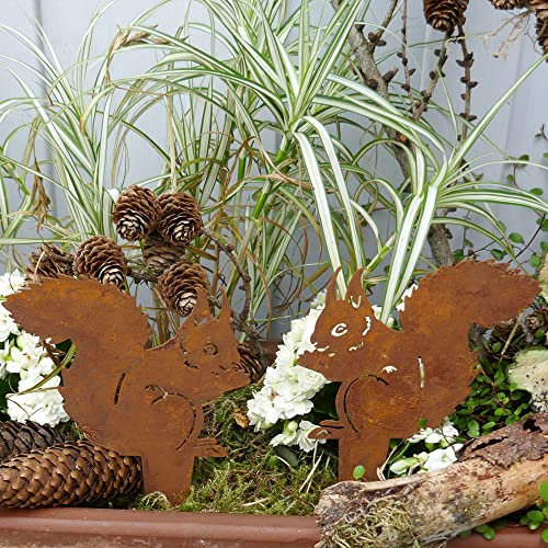 Beetstecker Rostdeko Eichhörnchen 2er Set Gartenstecker Metall Blumendeko Topfdeko