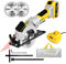 ENVENTOR Mini Sega Circolare, 20V Brushless 4.0Ah Mini Sega Circolare a Batteria, 3800RPM, Guida Laser, Profondità di Taglio: 42.8mm/90º, 28mm/45º, 2 Lame Ø115mm per Legno, Caricatore Rapido