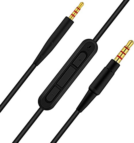 Toxaoii Replacement QC45 Cable Headphone Cord Aux Cable Wire Compatible with Bose Quietcomfort 35 QC25 QC35 QC45 OE2i Soundlink SoundTrue NC700 Headphones(Black with Mic)