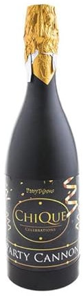 PARTY DISCOUNT NEU Konfettikanone Champagner- / Sektflasche, Gold-Schwarz, 33 cm