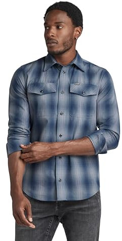 G-Star Men's Marine Slim Shirt, Multicolour (rank blue vanderbilt check D20165-D412-G092), S