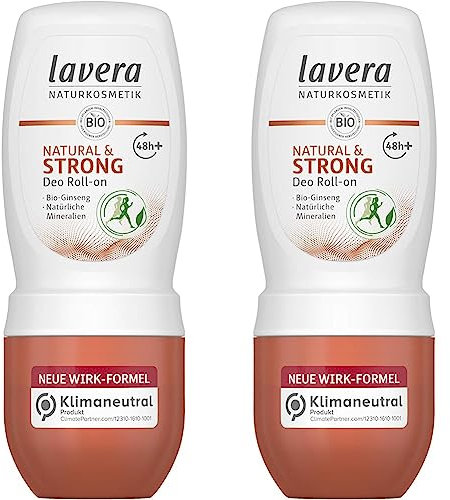 Lavera Deo Roll-on NATURAL & STRONG 48+ h - vegan - Naturkosmetik - Bio-Ginseng & Natürliche Mineralien - ohne Aluminium - Zuverlässig geschützt - 48 Stunden Deo Schutz - 50 ml (Packung mit 2)