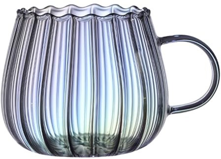 Veeteah Taza de Vidrio Transparente, Tazas con Forma de Calabaza de 400ML con Asa, Tazas de Té Transparentes para Bebidas Calientes, Té, Café, Chocolate Caliente
