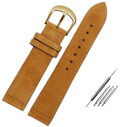 WAikub Wildleder-Uhrenarmband 16mm/18mm/20mm/22mm Vintage handgefertigtes Leder-Uhrenarmband, 20mm