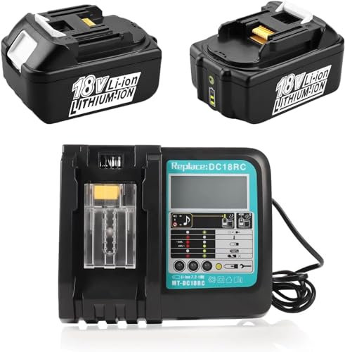 PaillYue 2X Batteria BL1850B 18 V 5 Ah con caricatore DC18RC per Makita 18 V Batteria LXT agli ioni di litio BL1860B BL1850 BL1840 BL1830 LXT-400