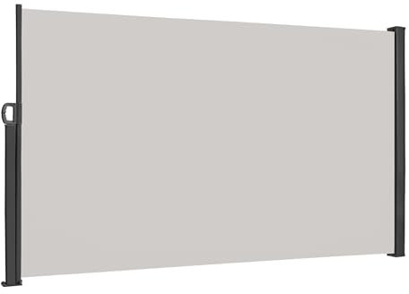 XINZI Store latéral extensible unilatéral en aluminium avec fonction rétractation automatique - Protection solaire - Brise-vue pour balcon, terrasse, jardin - Gris clair - 160 x 300 cm