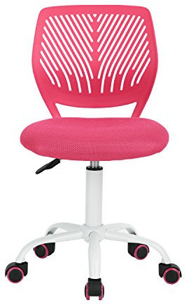 FurnitureR Kinderfreundlicher Bürostuhl für das Lernen zu Hause, Ergonomischer Höhenverstellbarer Rollstuhl für Junge Lernende, Lebendiges Pinkes Design