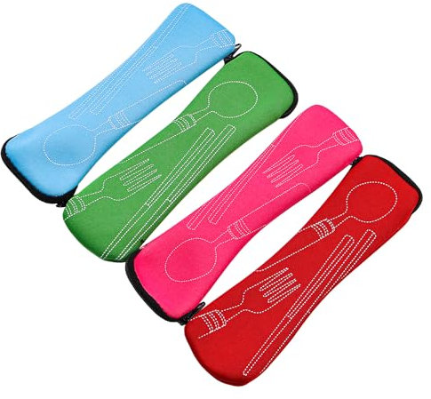Tiardey Borsa per Posate da 4 Pezzi per Quando Sei in Viaggio Custodia Vuota per Posate Lunga Portaposate Portatile da Portare Senza Posate per la Scuola, Picnic, Posate