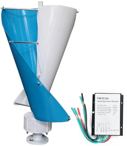 ZHOZHUT Generatore di Turbine Eoliche A Spirale Verticale 400W / 600W Kit di Generatore Eolico 12V / 24V / 48V con Controller E Alternatore Trifase, Eolico Domestico Generatore per Giardino,400w,12V