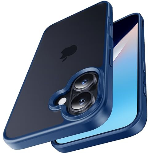 CASEKOO Matt Power für iPhone 16 Hülle [TOP Militärschutz] Stoßfeste Kratzfeste Schutzhülle (Anti-Fingerabdruck) Dünne Griffige Mattierte Handyhülle iPhone 16 Case Slim, Blau