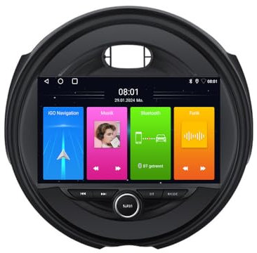 9 Android Auto GPS Radio Navigator Carplay Replacement for BMW Mini Cooper R56 F55 F56 F57 John Cooper Works、One First、One D、Cooper SD 2013-2017 mit GPS Bluetooth FM USB RDS TPMS SWC DAB DVR