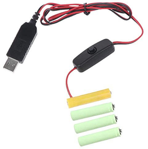 GANYKQ USB auf 6V Netzteil Batterieadapterkabel Ersatz 4xAAA Batterien für Fernbedienung Spielzeug Lampe inkl
