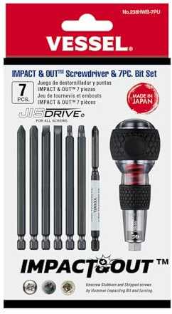 VESSEL Impact & Out Screwdriver with 7pcs bits and Pouch