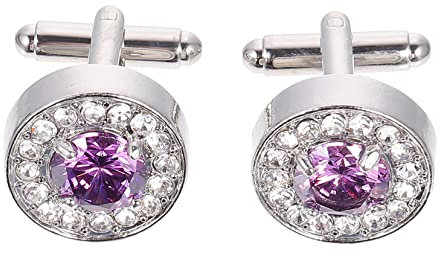 Lurrose 1 Paar Manschettenknöpfe Retro Dekoration Manschettenknöpfe Strass Besetzte Anzugknöpfe Nähverschlüsse Ersatzknöpfe Bekleidungszubehör Retro Kleiderknöpfe Lila
