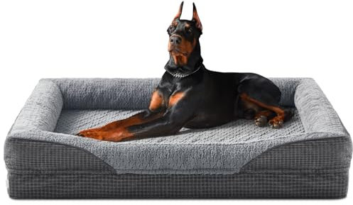 FURTIME Orthopädisches Hundebett Grosse Hunde, Memory Foam Hundekorb XXL, Abnehmbar und Waschbar, rutschfeste Hundekörbchen, Hohem Rand Hundesofa, 122 x 89 x 19cm