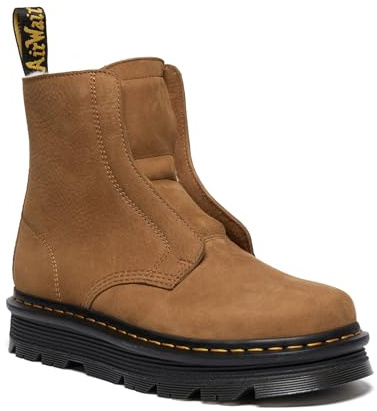 Dr. Martens unisex-adult Zebzag Laceless Boot, Desert Brown Milled Nubuck Wp, 11 Women/10 Men