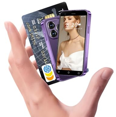 CatCalls Mini Phone 4G Unlocked 3.0'' Touch Screen Compact Mobile Phone for Kids & Students 2000mAh Battery Cell Phone with Dual SIM Quad Core Face ID//Bluetooth/GPS 3GB+32GB Memory (XS16-Purple)