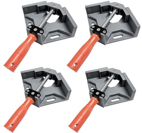 Vinkelspännare 90 graders set av aluminiumlegering, 4 stycken hörnspännare med justerbar vridbar back, enhandsklämma för träarbete, bildram och möbelmontering