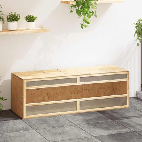 kithwjll Terrarium Holzwerkstoff mit Glas und Stahl 144x46x48 cm, Kleintierkäfig für Kaninchenstall Nagerheim Meerschweinchen Freilauf Gehege Laufstall Habitat Behausung