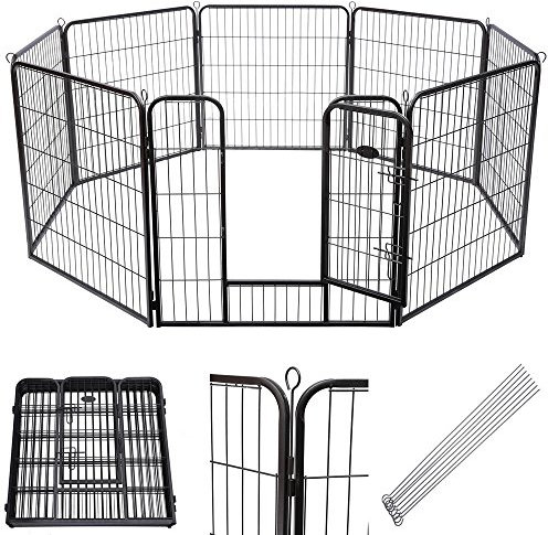 Melko Welpenauslauf Freilaufgehege aus 8 Elementen, Grau, pro Element 80 x 60 cm (B x H)