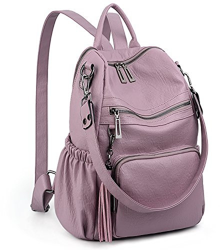 UTO Femme Sac porté Dos Anti-Vol Sac à Main porté épaule Synthétique Glands Mode Pratique Violet Foncé (PU Cuir)
