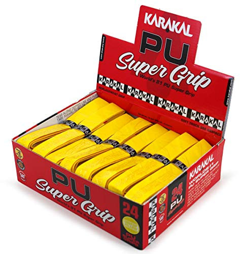 Karakal, Griffband / Griff-Tape, selbstklebend, für Badminton / Squash / Tennis / Hockey / Curling, Polyurethan, ausgezeichnete Griffigkeit L gelb