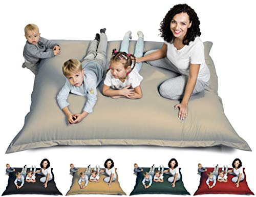sunnypillow XL Sitzsack, Sitzkissen aus Kunstleder Outdoor & Indoor 100 x 150 cm mit 140L Styropor Füllung Sessel für Kinder & Erwachsene Sofa Beanbag viele Farben und Größen zur Auswahl Cremefarben