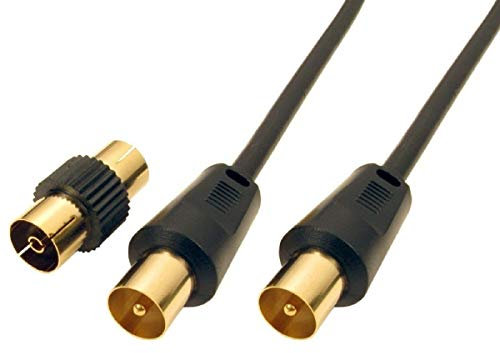 Jafsal Online TV Aerial Coaxial Male to Male Cable- Satellite Cable RF TV Antenna Lead With Female Coupler Gold Plated Connector Compatible With – TV VCR DVD – 15m Black