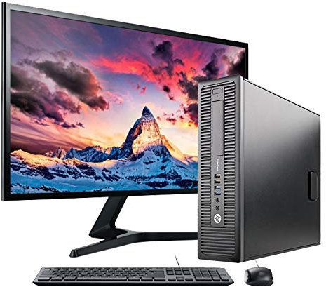 HP EliteDesk 800 G1 SFF- Ordenador de sobremesa + Monitor 27 pulg (Intel Core I5-4570, 8GB RAM, Disco SSD 240GB, WiFi, Windows 10 Profesional 64 bits) (Reacondicionado)