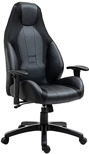 Vinsetto Racing Gaming Chair, Mesh & Faux Leather Computer Chair with High Back, Swivel Wheels, Adjustable Height and Armrest, Black