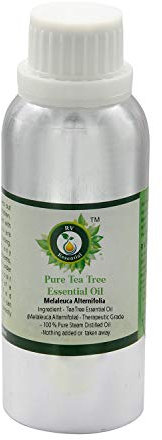 Huile essentielle d'arbre à thé | Melaleuca Alternifolia | Pour traitement de l'acné | 100% pur | Distilléé vapeur | Grade thérapeutique | Tea Tree Essential Oil | 630ml | 21oz By R V Essential