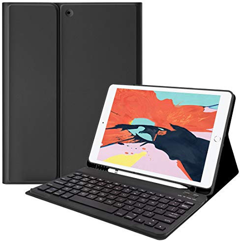 Lively Life Bluetooth Keyboard for iPad 10.2 9th 2021/8th 2020/7th Generation 2019, iPad Air 3 2019, iPad Pro 10.5 2017, Protective Case with Detachable Wireless Keyboard, Built-in Pen Holder - Black