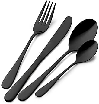 Prima Collection, Set da 24 Posate Serie Dream, Acciaio Inox, Colore: Nero, con Scatola Regalo (6 persone)