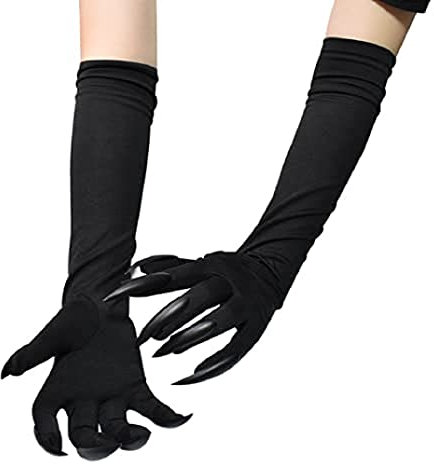 JINTN Halloween Lange Nagelhandschuhe Lange Fingernägel Handschuh Requisiten Kostümhandschuhe mit Nägeln Partykostüm Cosplay Fingernägel Handschuhe Krallen Halloween Cosplay Requisiten