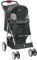 KCT Hooded Foldable Pet Dog Cat Stroller Black- 4 Wheel Travel Carriage with Safety Leash, Canopy, Cup Holder, Storage Tray