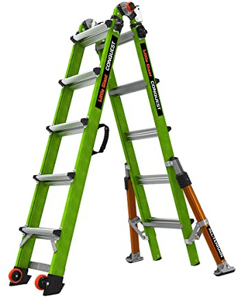 Little Giant Ladder Systems Conquest 2.0 All-Terrain, M22, 22ft, Multi-Position Ladder with Adjustable Outriggers, Fiberglass, Type 1A, 300 lbs Weight Rating, (17102-001)
