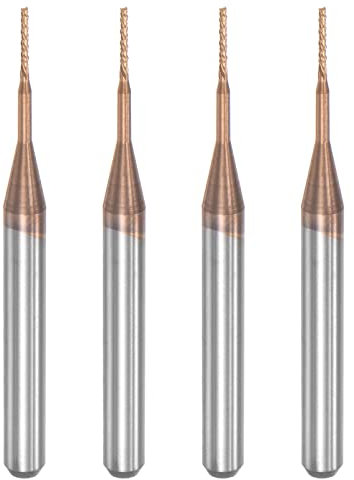 sourcing map 4 Stück Schaftfräser CNC Fräser Titanbeschichteter Wolframkarbid Gravierfräser für PCB Kunststoff Faser Holz 0,6 mm x 4 mm