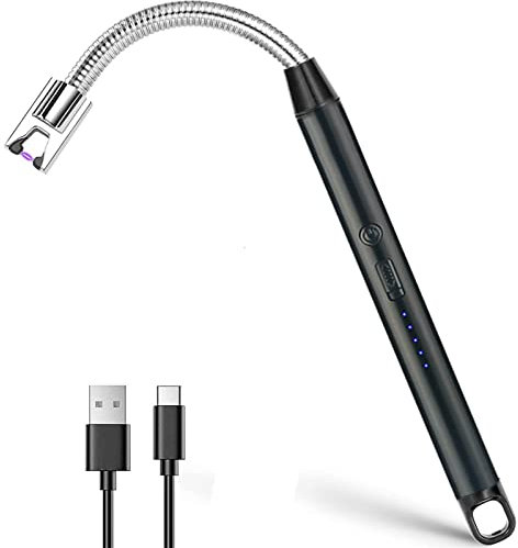 STFMHEZ Candle Lighter, Electric Rechargeable Flameless Fire Arc Lighter with LED Battery Display Long Flexible Neck USB Windproof for Candles, Gas Stoves, Camping, Barbecue