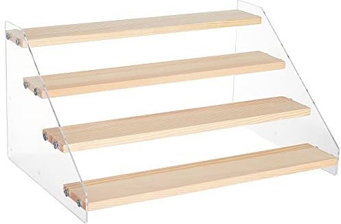 NBEADS Espositore A Più Livelli In Acrilico A 4 gradino, Espositori In Legno Che Mostrano Il Supporto Espositore per Profumo Supporto per Modi lo Artigianato Che Mostra La Collezione, 30x21.4x15.8cm