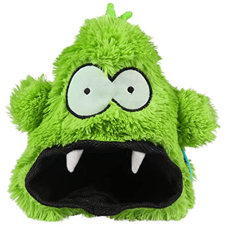 COOCKOO, Hangry Crackle-Spielzeug 19 cm, grün, Plüsch-Spielzeug, lustig, erzeugt EIN lustiges Geräusch, Mund aus Polyester, um einen Ball oder Snacks zu verbergen, flauschig weich und gepolstert,