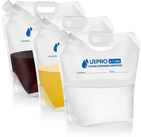 URPRO 3 Packs Water Storage Carrier Bag, Premium Collapsible Container 5L (1.3 Gallon) BPA Free Food Grade No-Leak Freezable Foldable for Camping Hiking Backpack Emergency