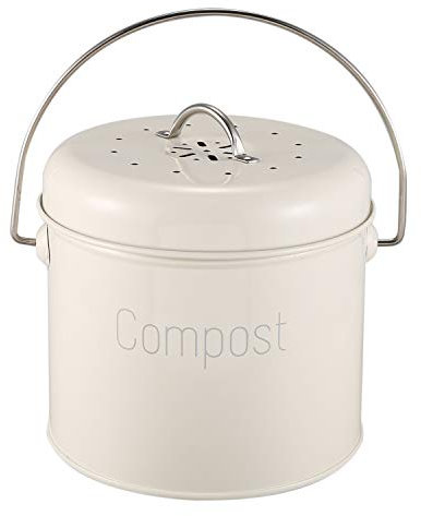 Orton Compost Bin 3L - Bidone da cucina in acciaio inox - Composter da cucina per rifiuti alimentari - Filtro carbone