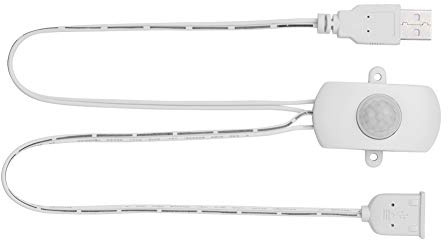 USB-Bewegungssensor, 2A DC 5‑24V PIR Infrarot-Bewegungsmelder 5V Stecker Schalter LED-Streifen USB-Schnittstelle Weißer Schalter -Infrarotsensor Detektor Automatisch (Weiß)