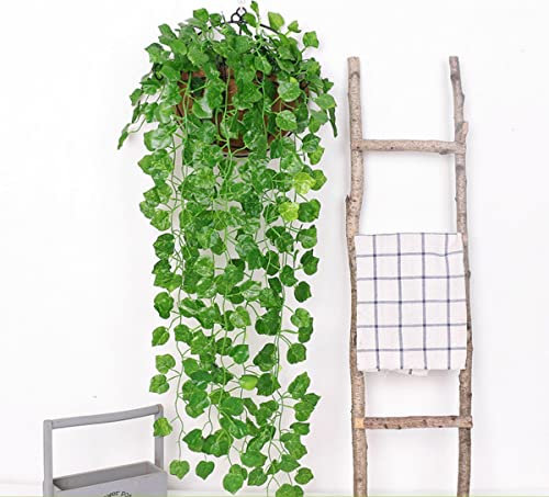 HAOSHICS Plantas artificiales colgantes de hiedra falsa de vid para pared, casa, habitación, patio, interior y exterior, decoración de oficina (hojas de uva, A, 1)
