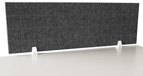 Imstande - Akkustik Trennwand Büro Schreibtischtrennwand 120cm x 40cm, Befestigungs Clips weiß Sichtschutz Schreibtisch Schallschutz Tischtrennwand Filz Grau