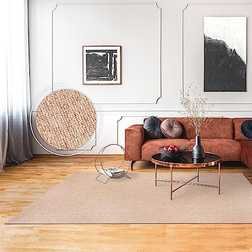 Paco Home Teppich Wohnzimmer Schlafzimmer Kurzflor Waschbar Bis 30 Grad Einfarbiges Design Meliertes Muster Weich Moderne Deko, Grösse:120x160 cm, Farbe:Beige